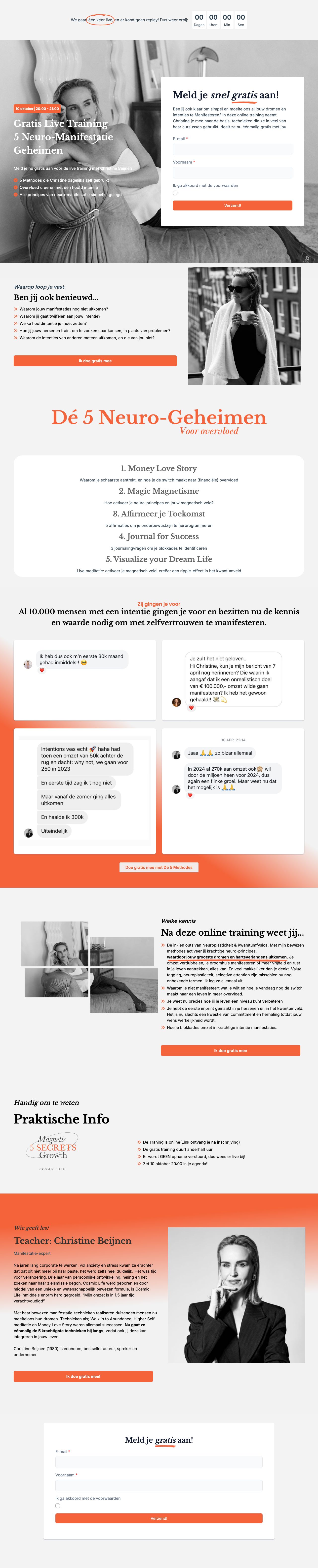 Landingspagina gratis live training — Cosmic Life